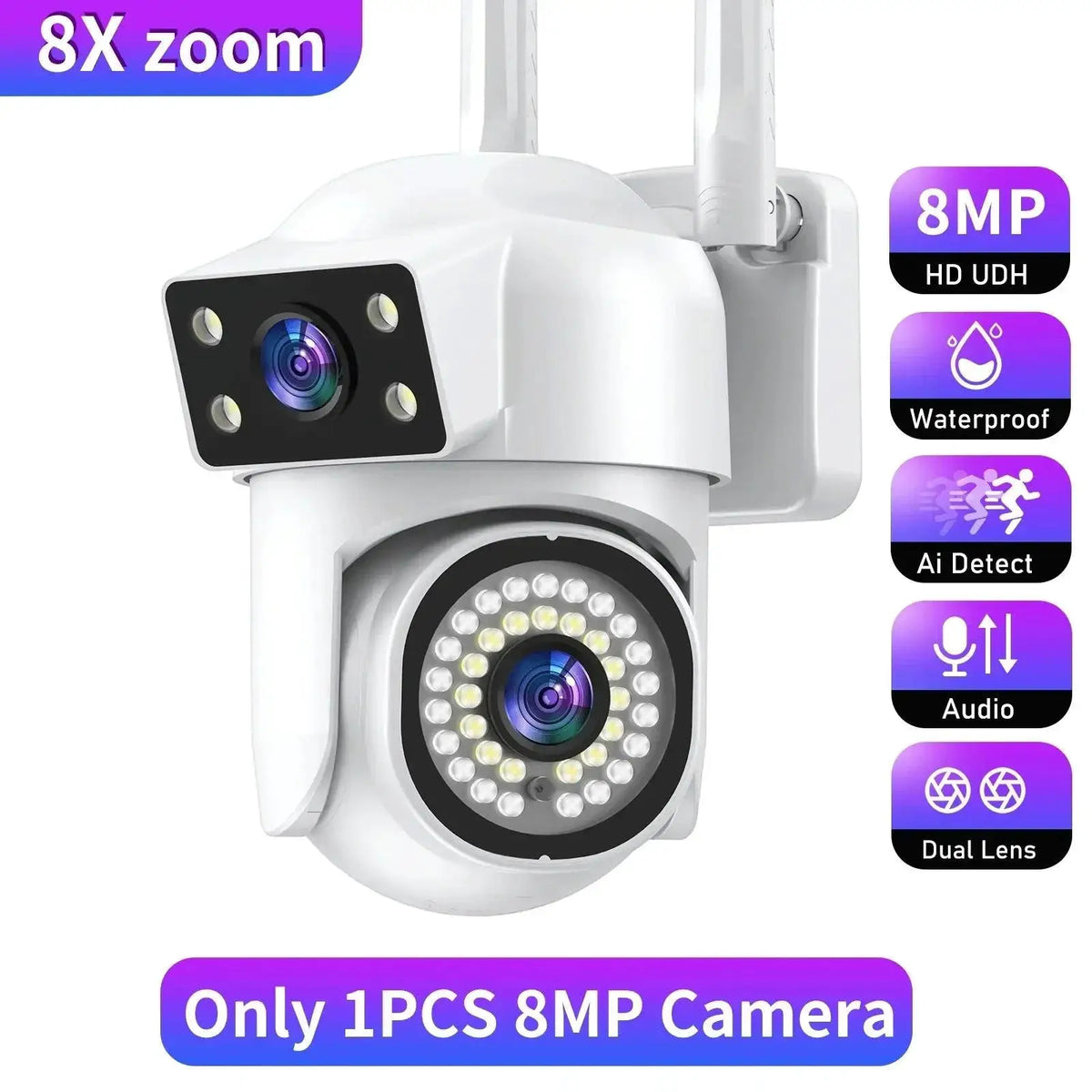 Business Outdoor Camera for Safer Alerts — 1PCS-8MP-NO Card