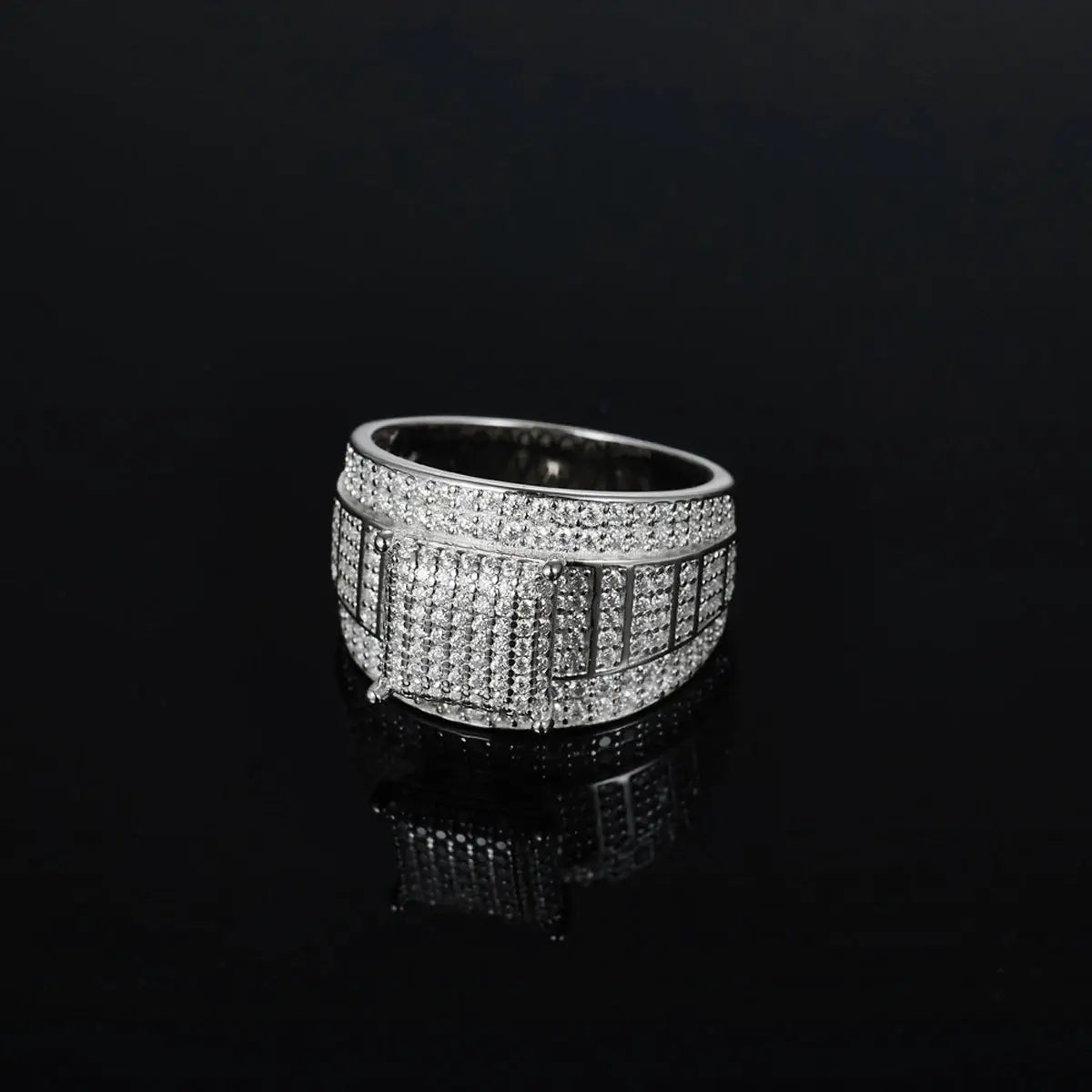 Gold Plated Sterling Silver Silver CZ Hip Hop Ring — product image 5