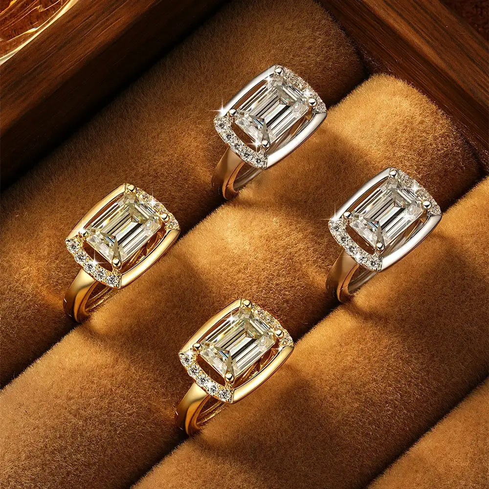 Emerald Cut Moissanite Gold Hoops — product image 4