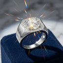 Unisex Sterling Silver Moissanite Ring