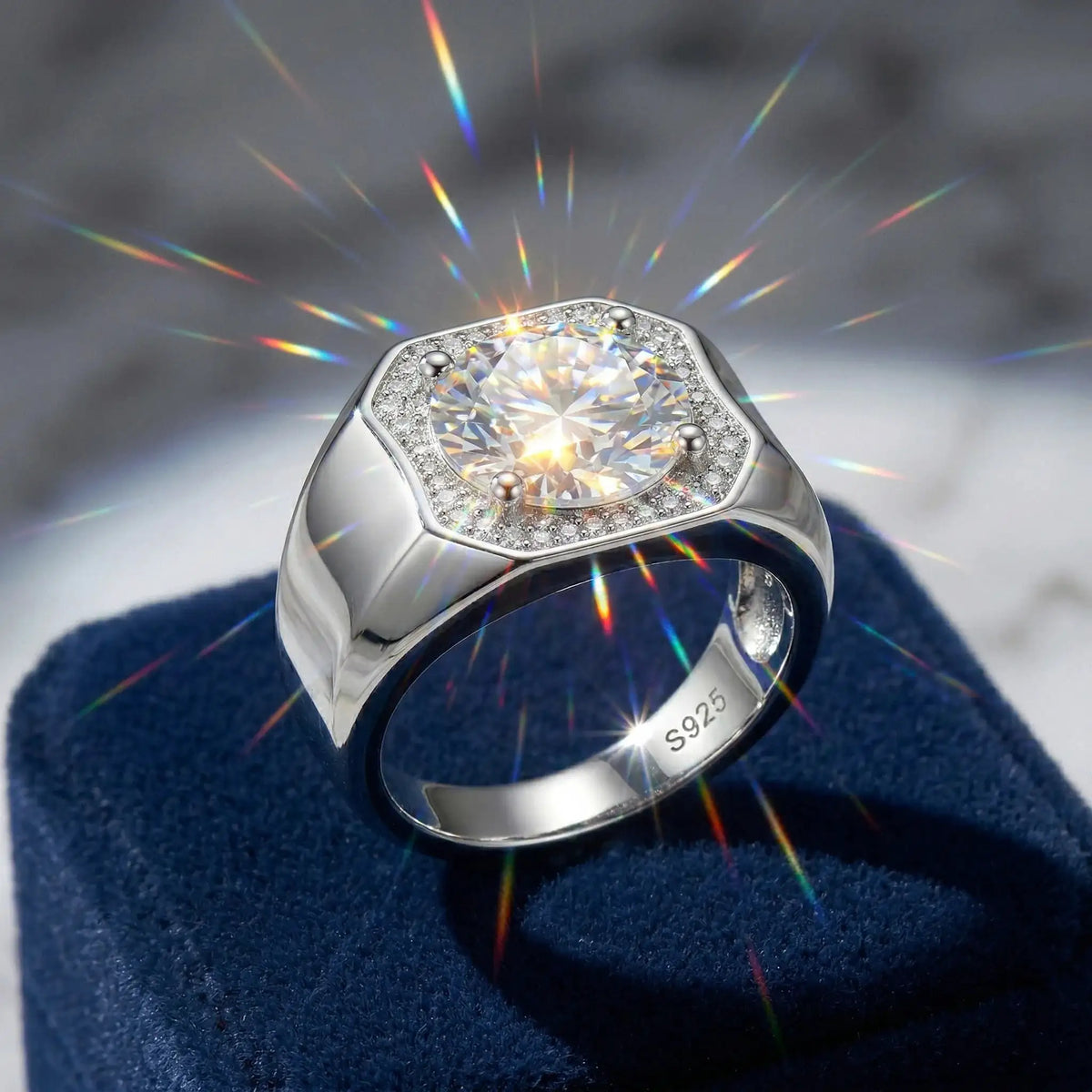 Unisex Sterling Silver Moissanite Ring — product image 1