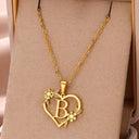 Golden Floral Heart Choker Necklace - Alphabet Jewelry