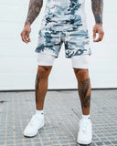 Men's Camo 2-in-1 Compression Shorts for Running Gym Basketball