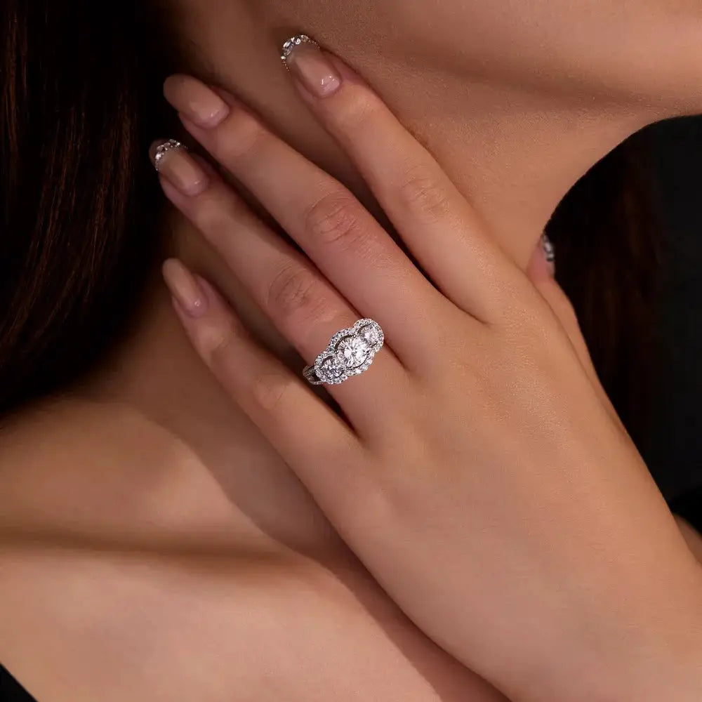 Round Moissanite Ring in Sterling Silver Stone — product view 3