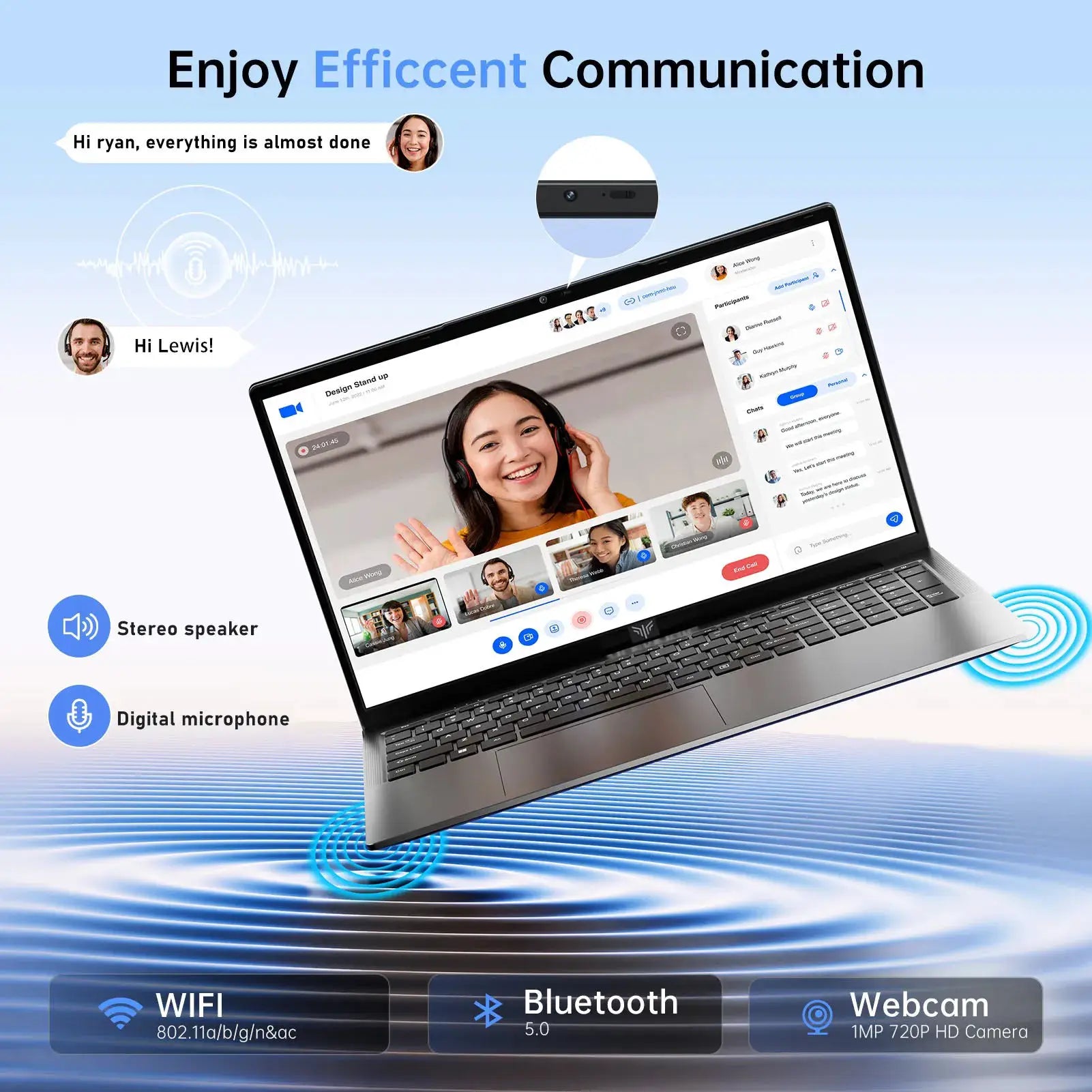ACEMAGIC 17.3-inch laptop 16GB DDR4 512GB SSD IntelN97/N95/4300 3.6GHz lightweight and portable high-definition WiFi5 180 ° open