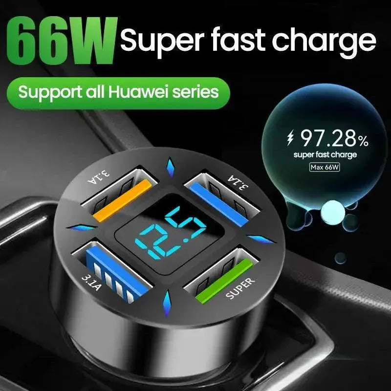 66W USB Car Charger With PD Quick Charge 3.0 Fast Charging