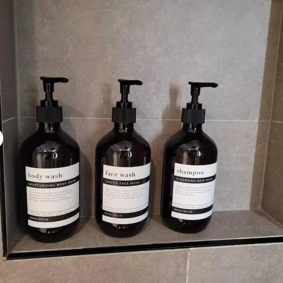 Amber Shower Dispenser Set for Stylish Bathroom Organization