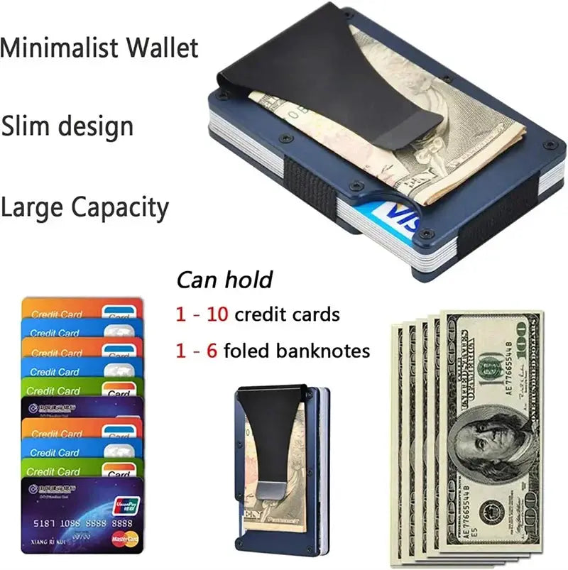 RFID Clip Metal Wallet Aluminum Minimalist Holder Slim