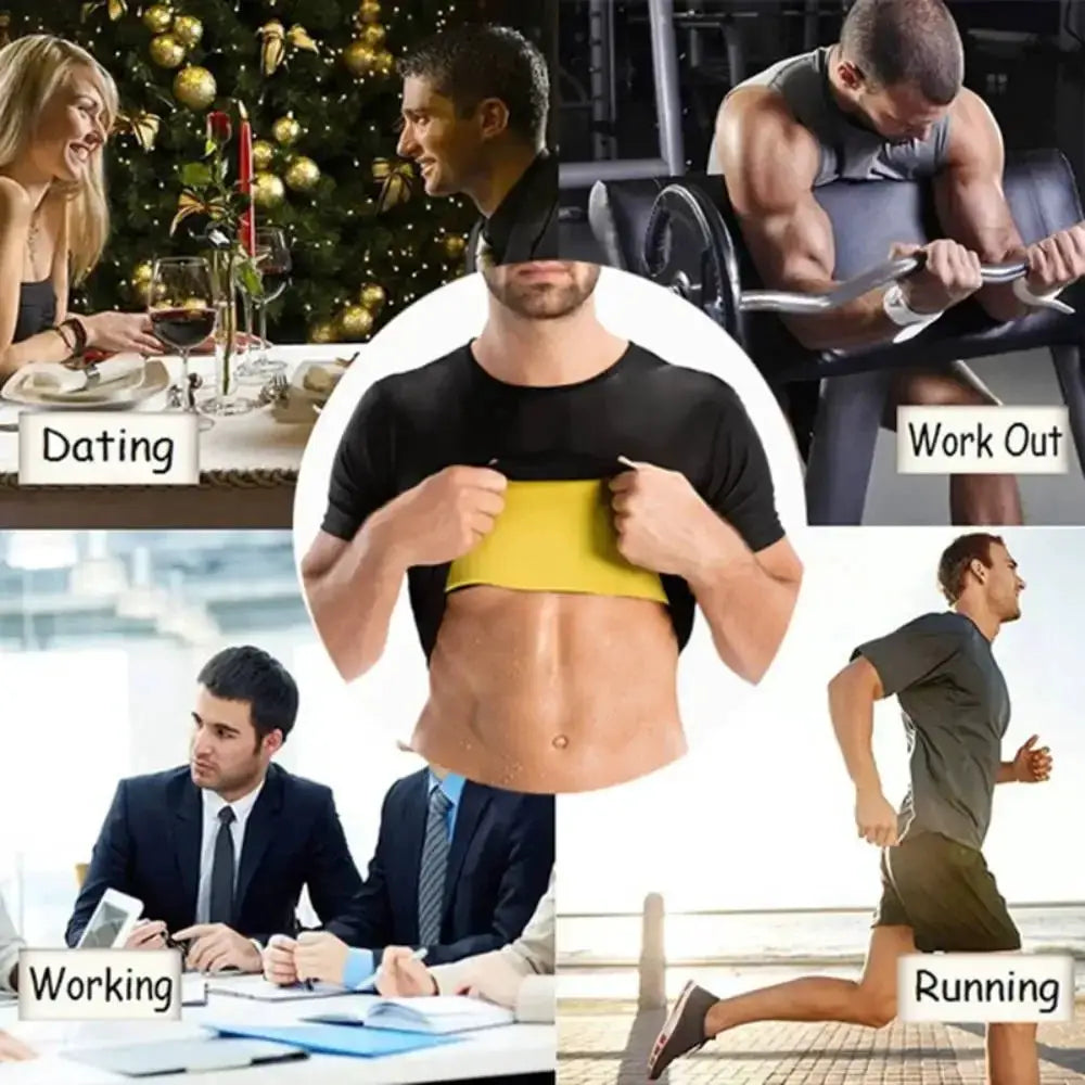 Men Sauna Sweat Suit T Shirt Body Shaper Reducing Girdles