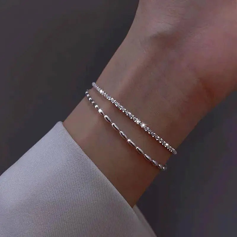 Elegant Silver Gypsophila Bracelet Sparkling Adjustable