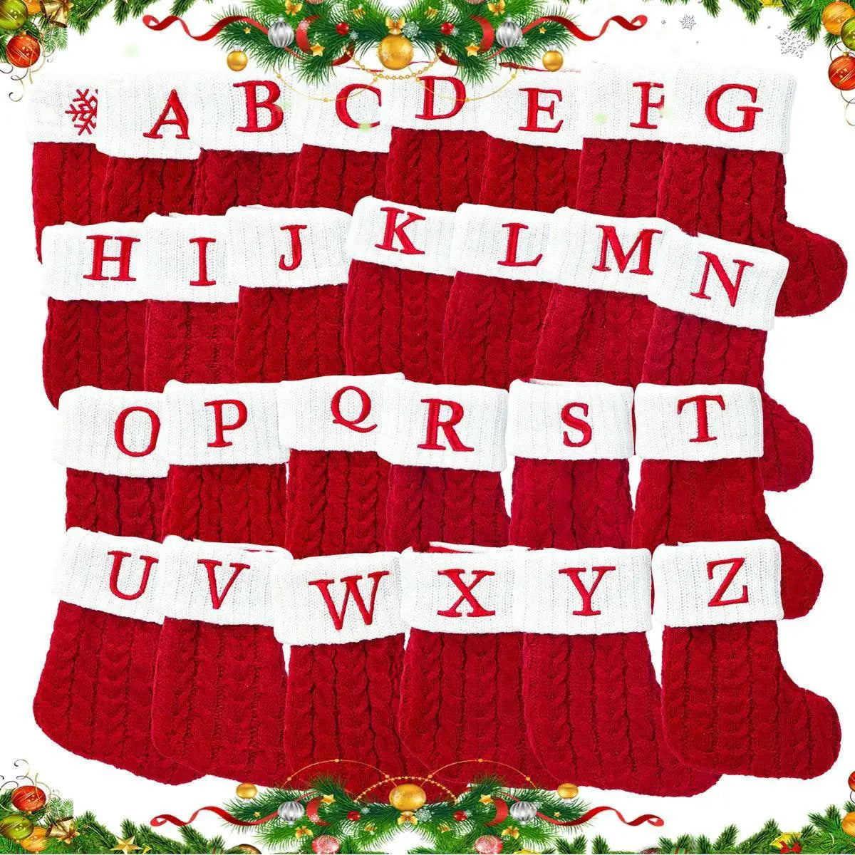 Personalized Snowflake Knit Christmas Stocking Joyful Decor