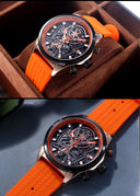 Chronograph Watch for Men Waterproof Yellow Silicone Strap Luminous Hands
