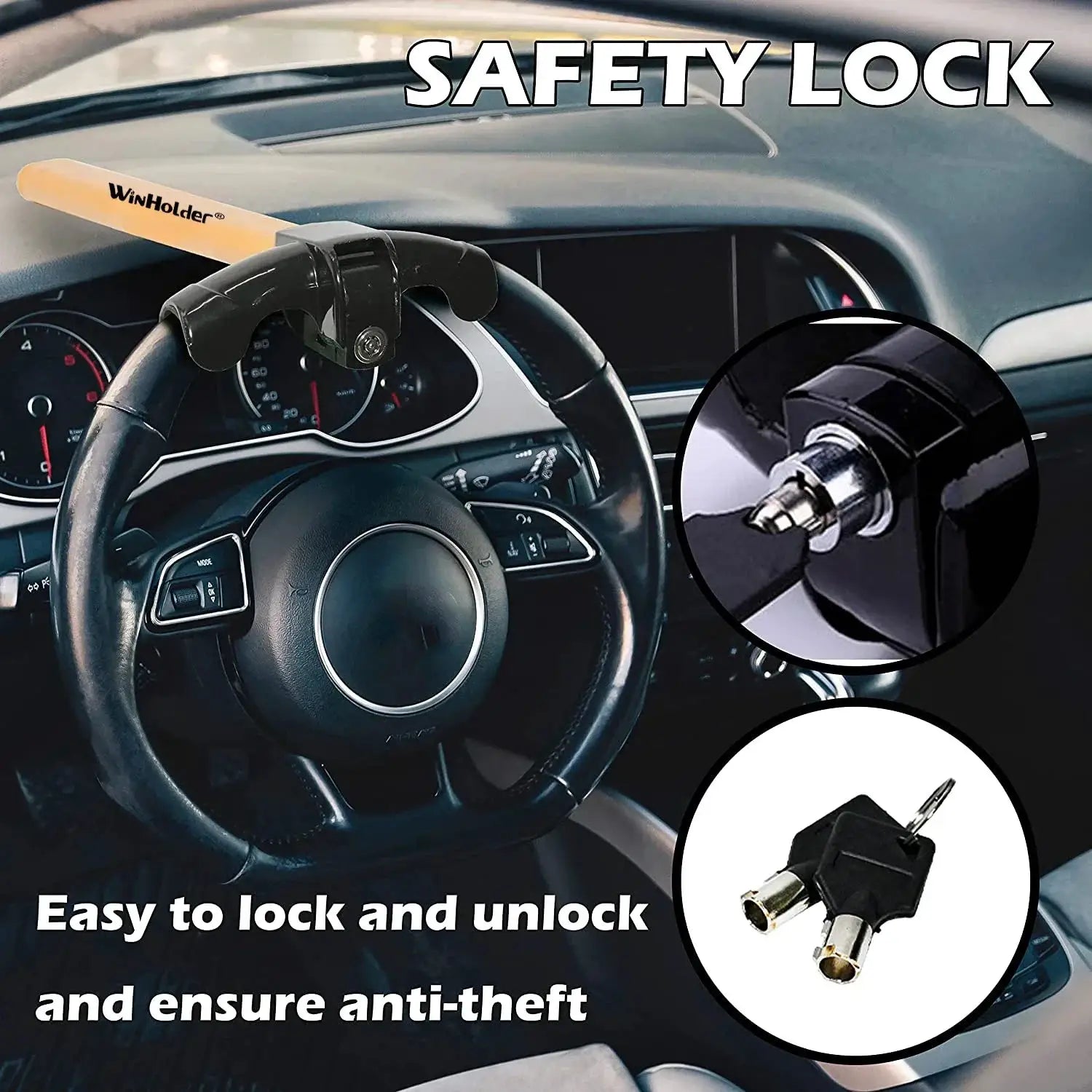 Universal Car Steering Wheel Lock Maximum Security - OurLum.com