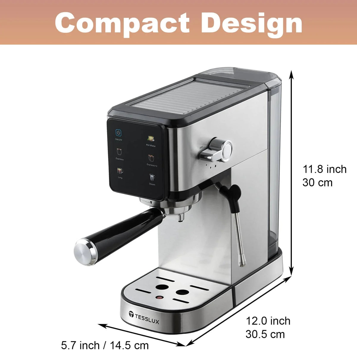 Espresso Machine With Dual Boiler, LCD Touch Control & Milk Frother — product view 8