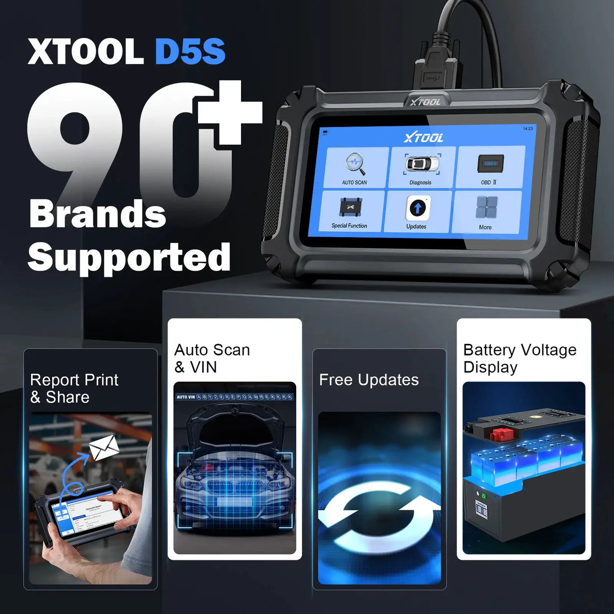 XTOOL D5S Automotive Scanner 5 System Car Diagnostic Tools 16+ Service Lifetime Free Update CAN FD FCA Auto Scanner OBD2 Tools