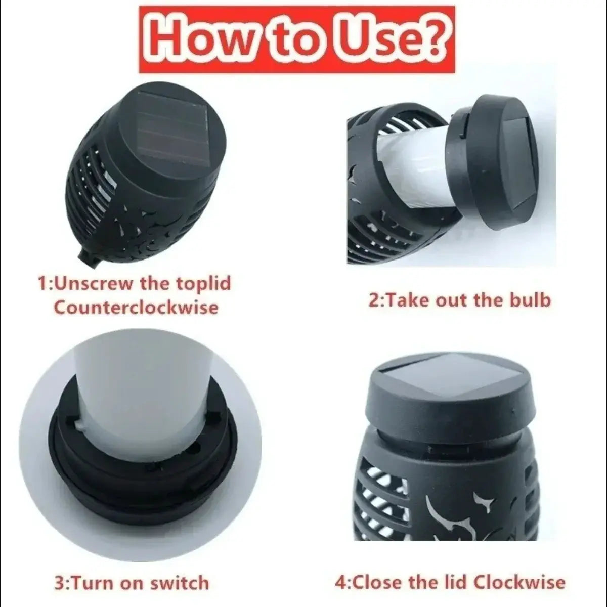12 LED Solar Flame Torch Light Flickering Waterproof Lamp