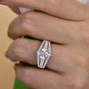 Princess Cut Blue Moissanite Ring