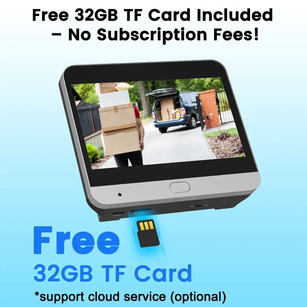 4.3 Inch Display 2K Tuya Digital Peephole Viewer WiFi Doorbell Camera Cat Eye Door Bell with 32GB Memory Card Support Smart Life