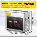 SucceBuy Ultrasonic Cleaner Stainless Steel Portable Cleaning Washing