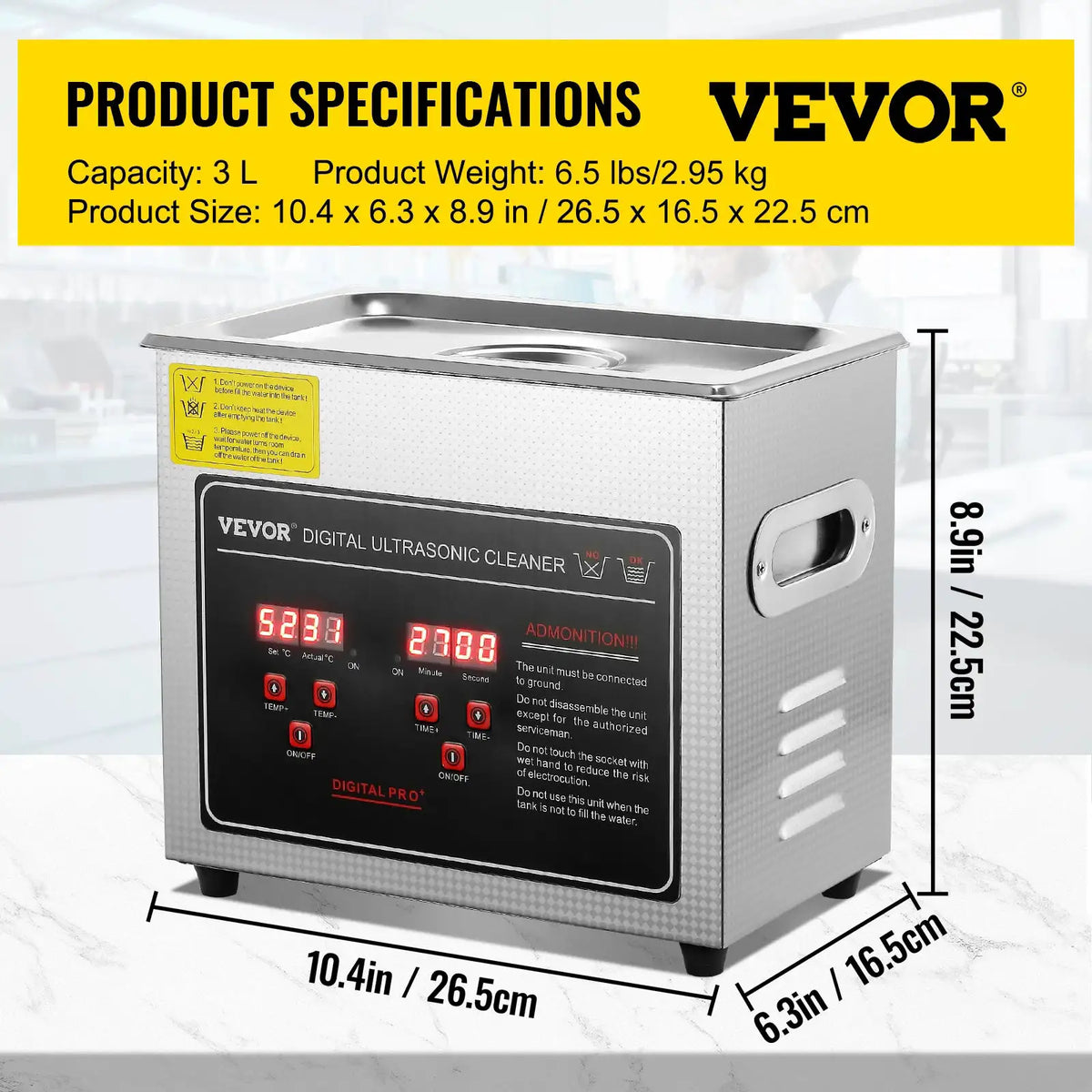 SucceBuy Ultrasonic Cleaner Stainless Steel Portable Cleaning Washing — product view 13