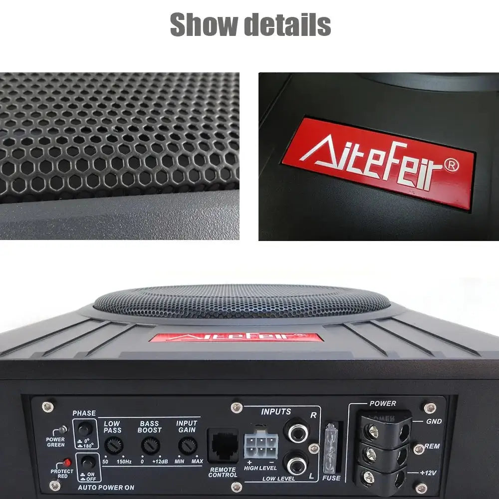1500W Max/400W RMS 10" Under-Seat Car Subwoofer System - Active Powered Amplifier with Enclosed Bass Design, High-Resolution Audio & Variable Bass Boost, RCA/Low-Level Inputs, Fit for Compact Vehicles, Subwoofer Speaker for C