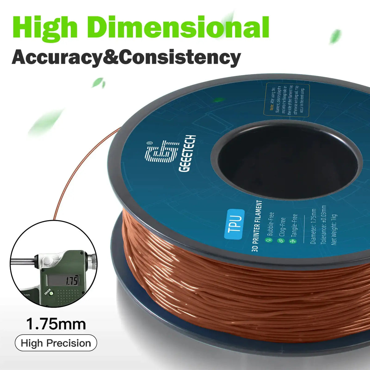 Geeetech Tpu Filament Impact Resistant — Transparent Golden United States — product view 2