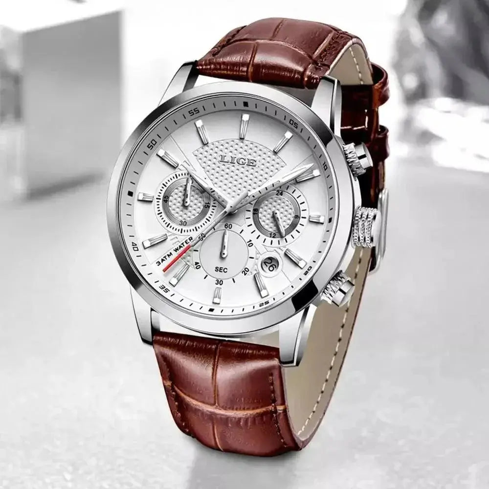 LIGE Chronograph Business Watch for Men Luxury Timepiece
