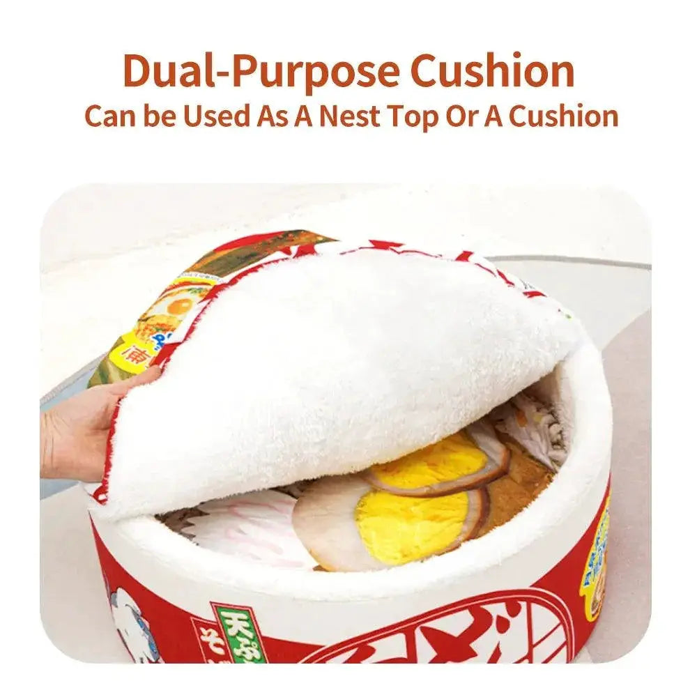 Hanpanda Udon Noodles Cat Nest Bed Cozy Velvet Hideaway