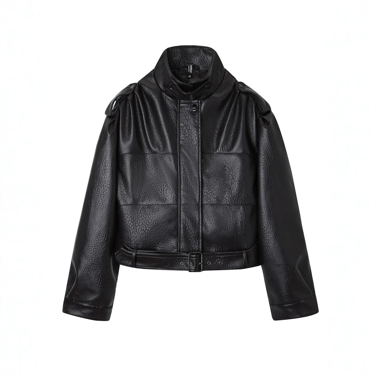 Standcollar Short Motorcycle Leather Jacket