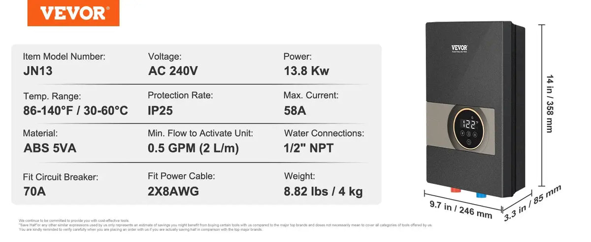 SucceBuy Instant Water Heater On Demand Electric Water Boiler — product view 9