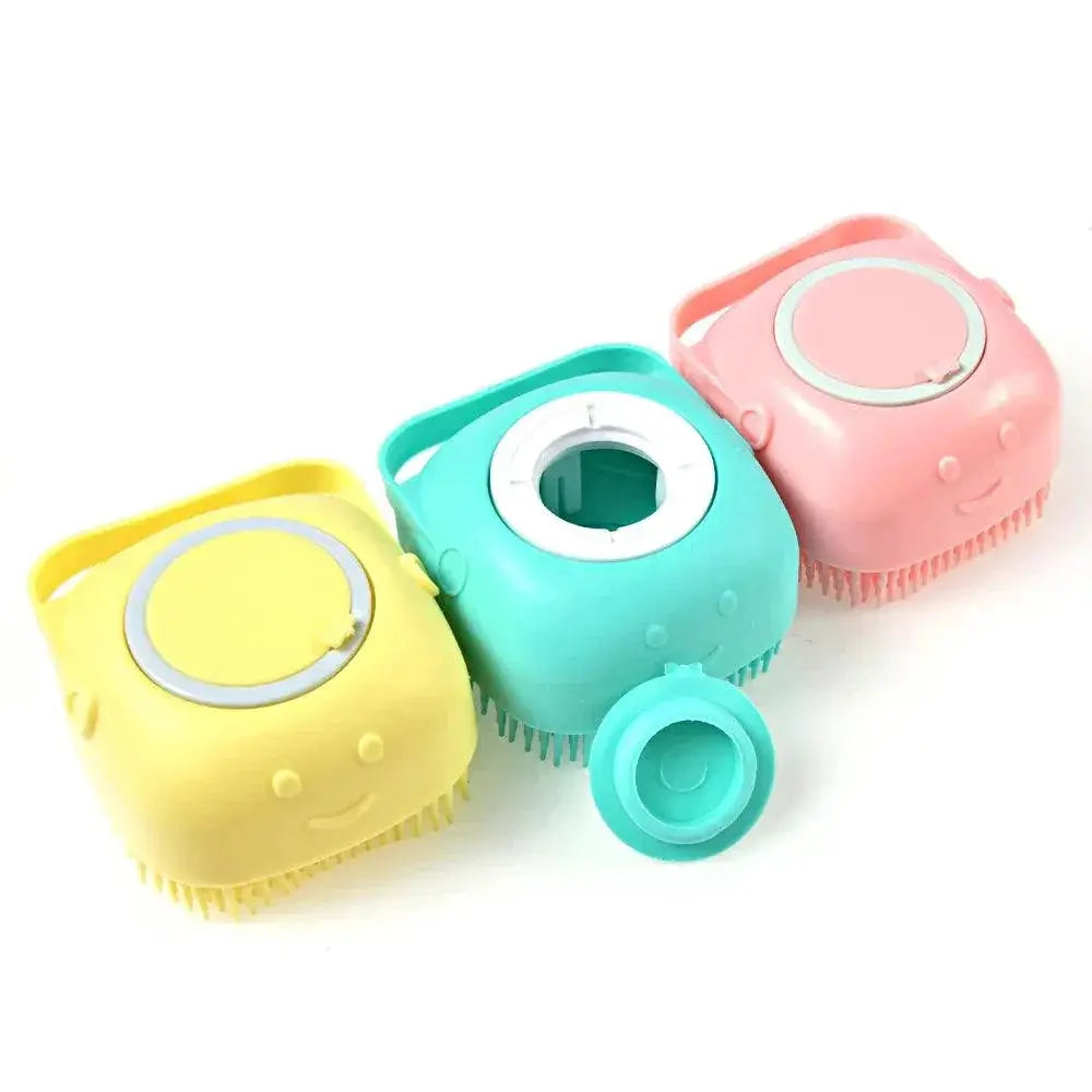 Dog Bath Massage Gloves Silicone Brush With Shampoo Box