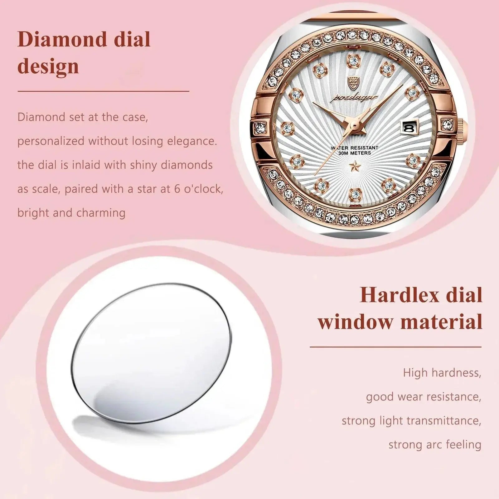 POEDAGAR Women's Elegant Stainless Steel Quartz Watch