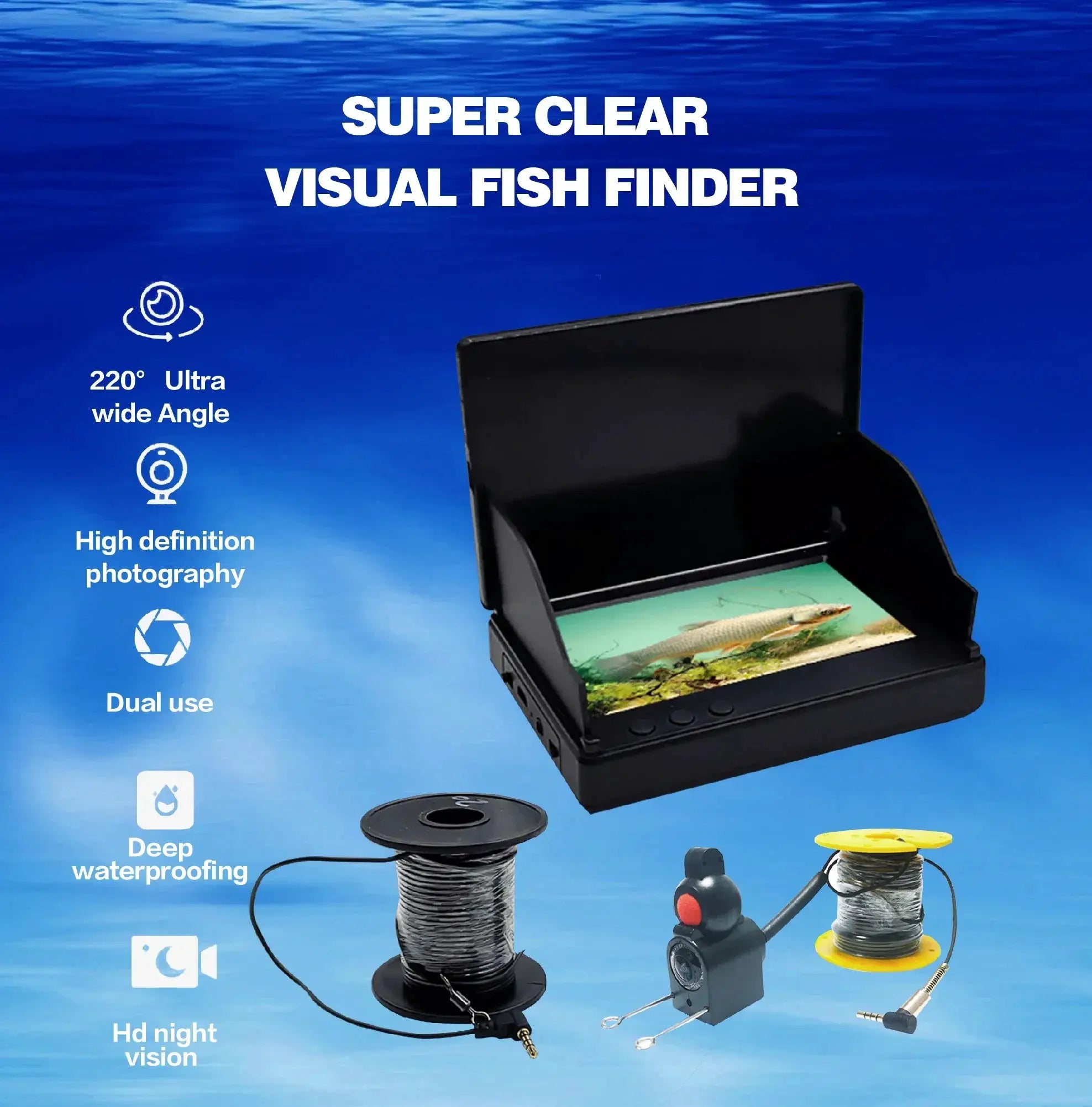 Portable Fish Depth Finder Handheld 1080P Underwater Camera With 4.3 Inch LCD - stepyours.com