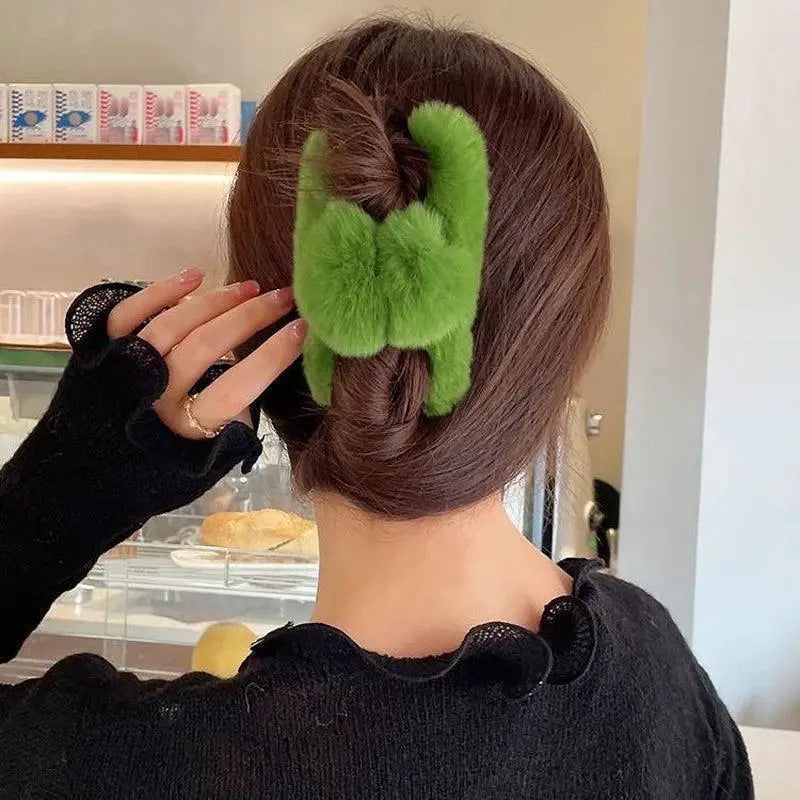 Crab Plush Fur Hair Clip Trendy Accessory For Girls