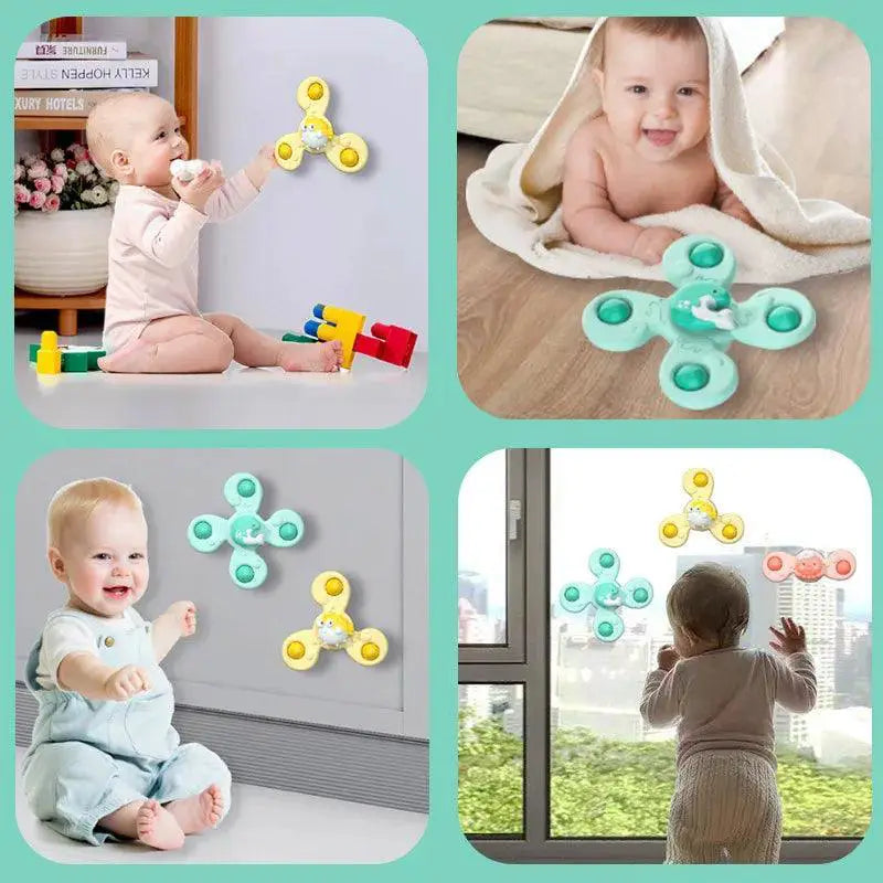 Baby Bath Toys Interactive Spinner Suction Cup Rattles Set
