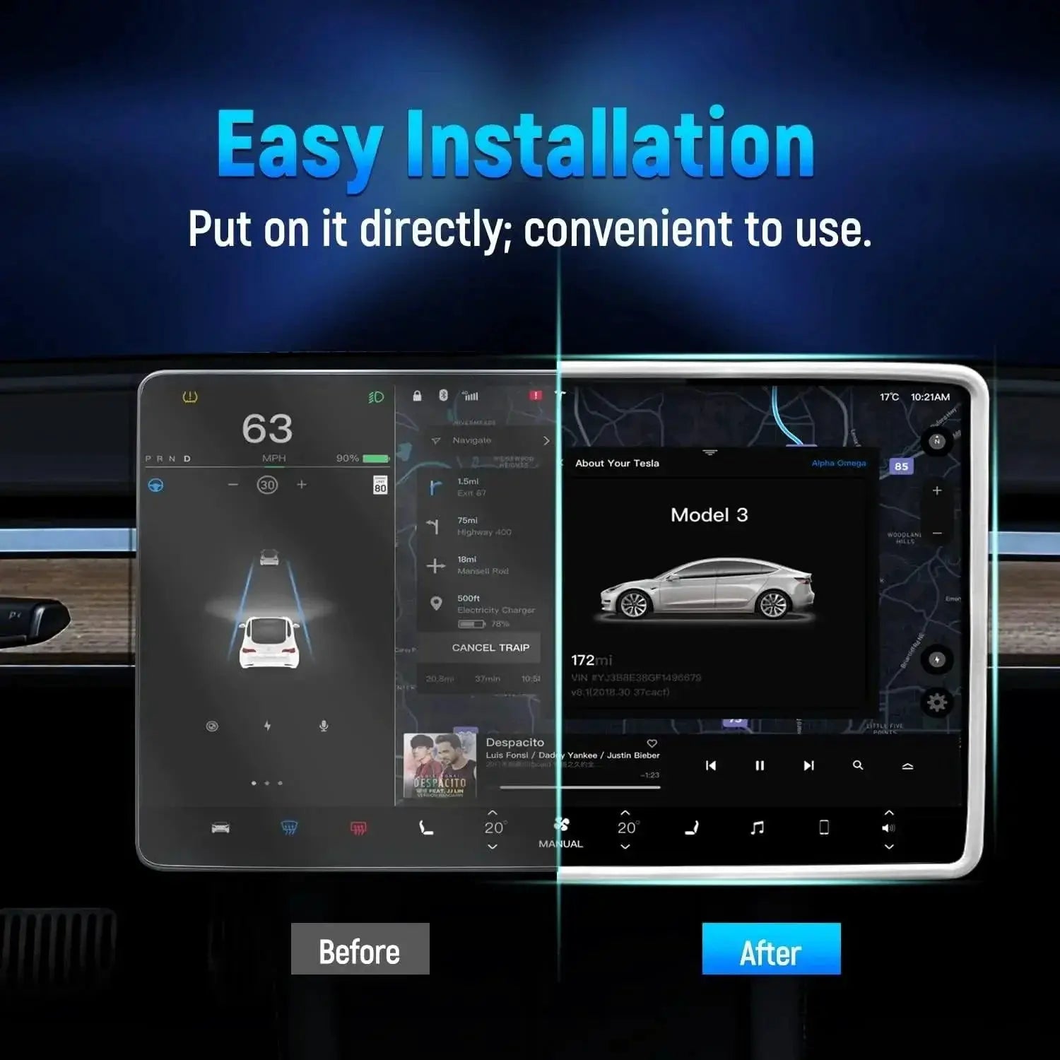 Tesla Model 3 and Model Y Screen Protector Silicone Frame