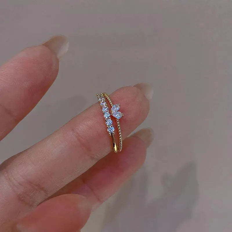 Heart Shaped Zircon Ring Mood Tracker Elegant Wedding Band