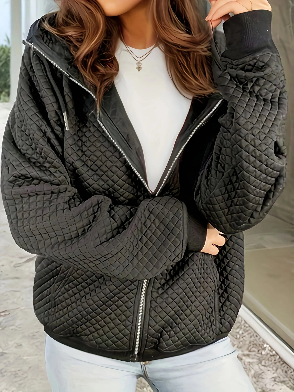 Plus Size Zipper Fashion Jacket