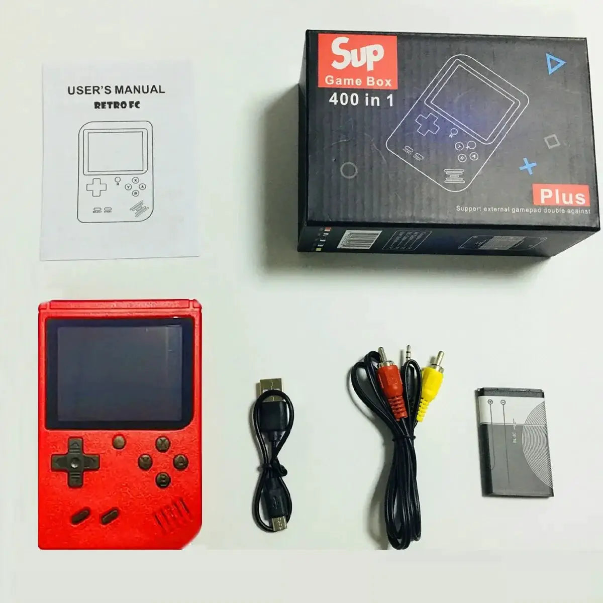 Red Retro Handheld Console With 400 Classic Games Collection