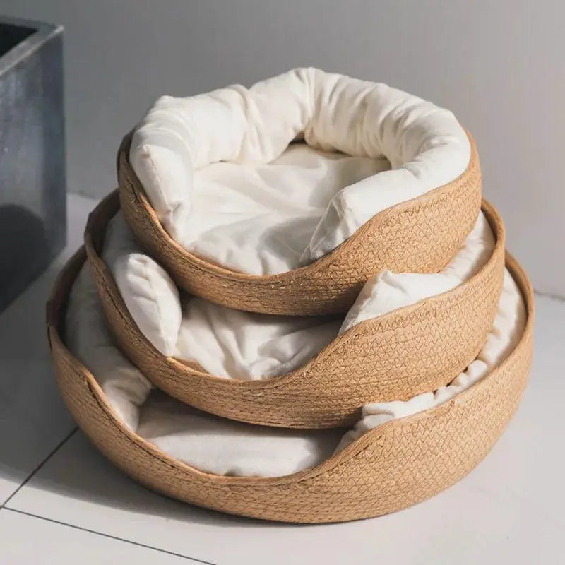 Hoopet Bamboo Weaving Pet Bed Kennel For Cat Dog Sofa