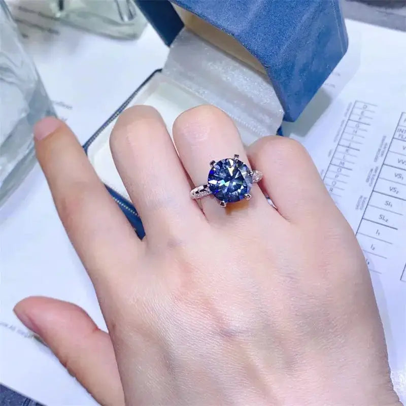 Gold Plated Blue Moissanite Ring — product image 2
