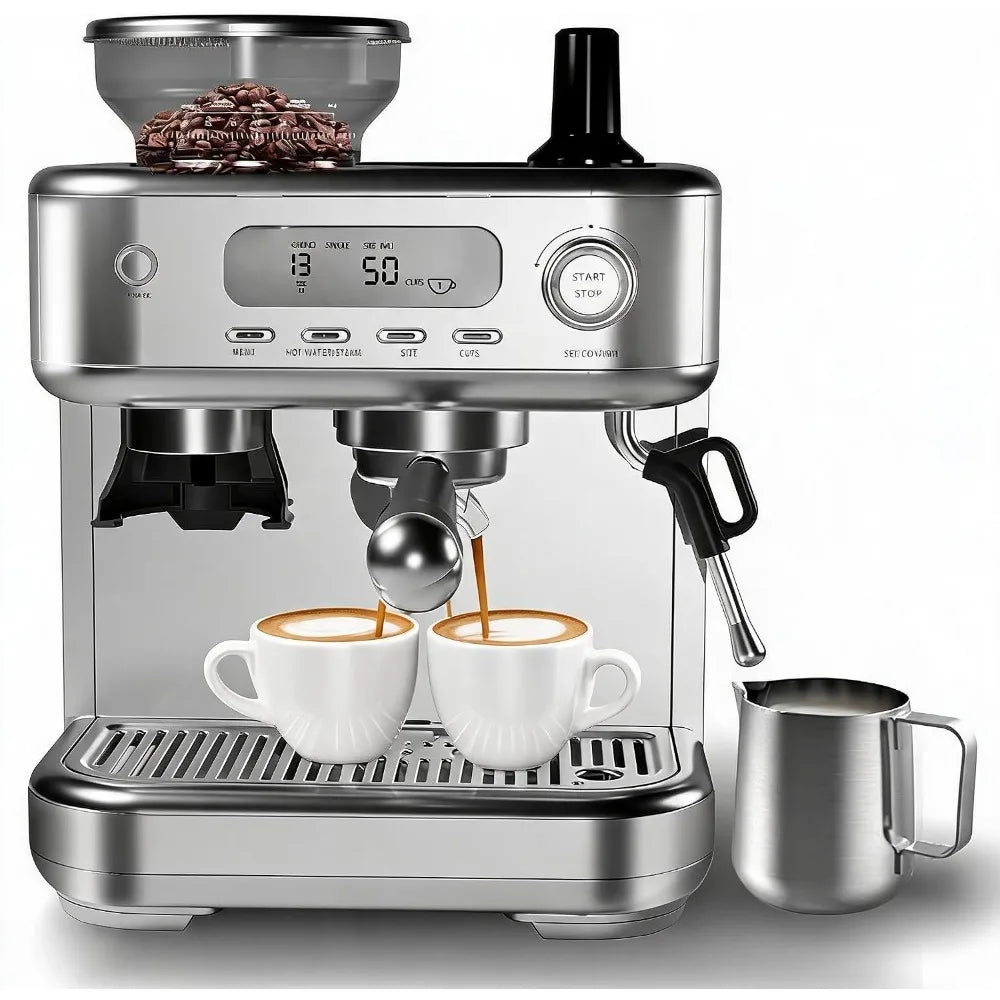 Espresso Coffee Machine Temperature Adjustable with Built-in Bean — product view 2