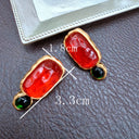 Geometric Jelly Translucent Gemstone Stud Earrings for Women