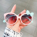 Trendy Color Block Bow Sunglasses for Kids UV Protection