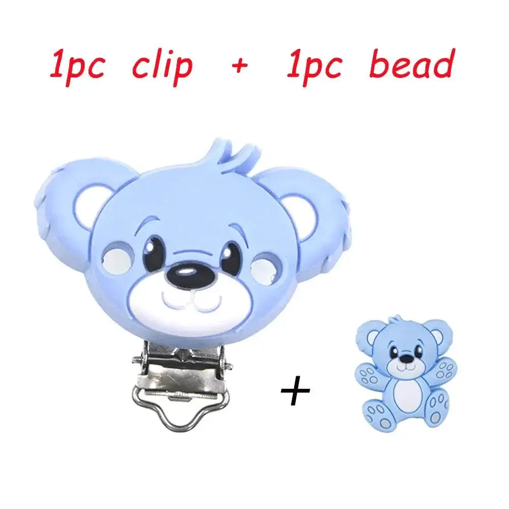 Kovict Silicone Beads Pacifier Clips Cartoon Animals Set