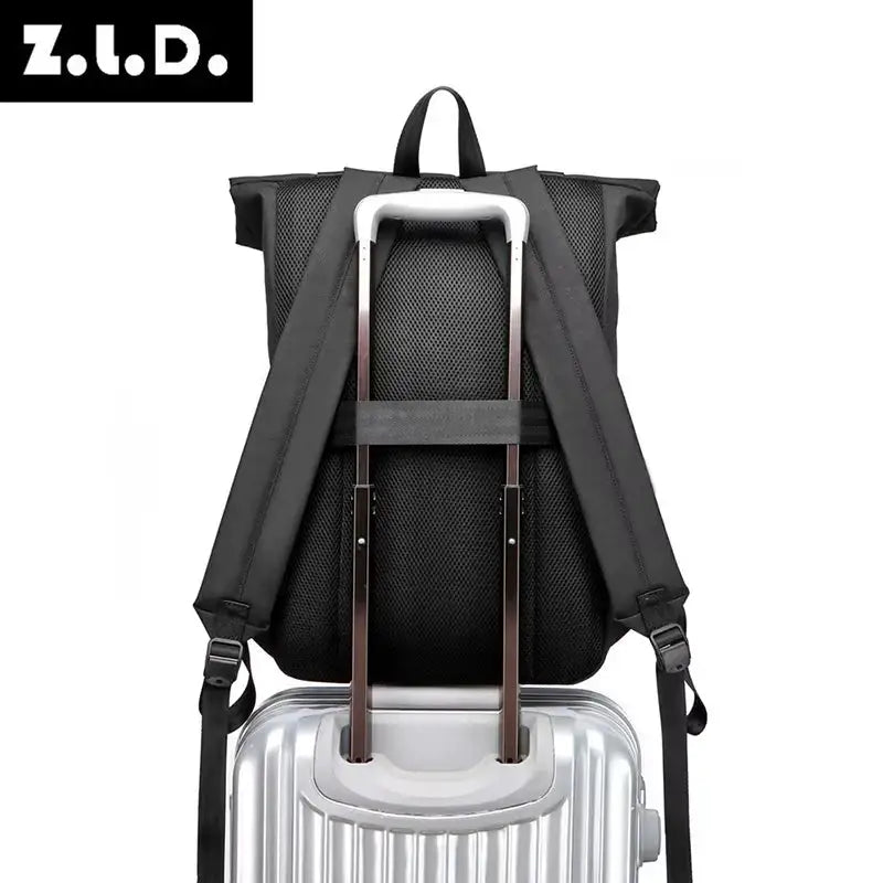 Men's 15.6 Inch Laptop Backpack Roll Top Waterproof School Bag Leisure Outdoor Travel Bag Stylish Commuting bag