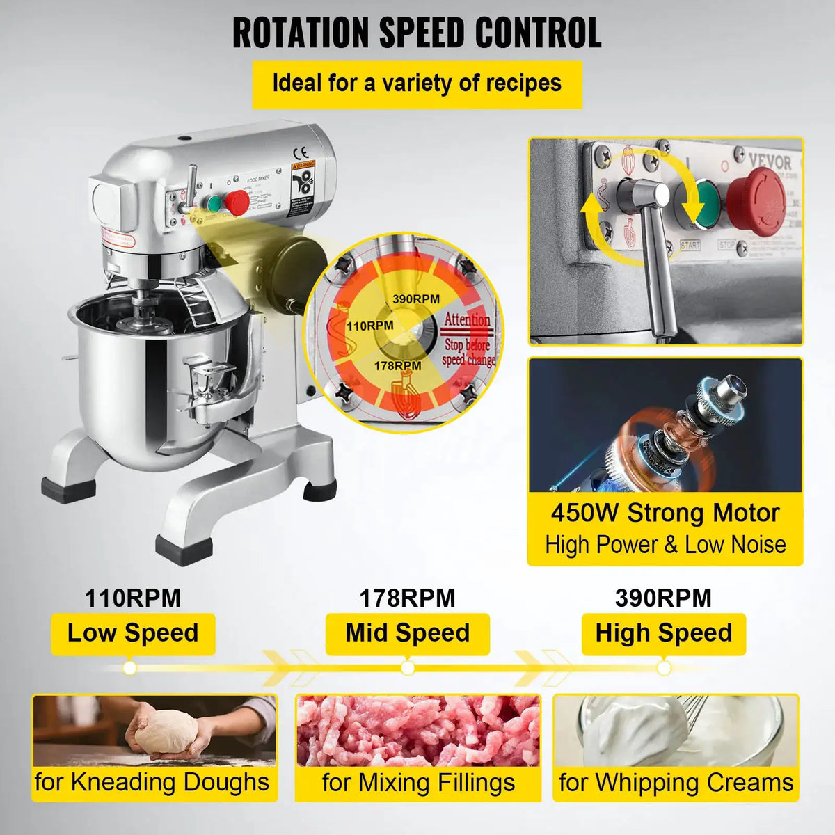 SucceBuy Electric Dough Machine Stainless Steel Commercial Cream — product view 6