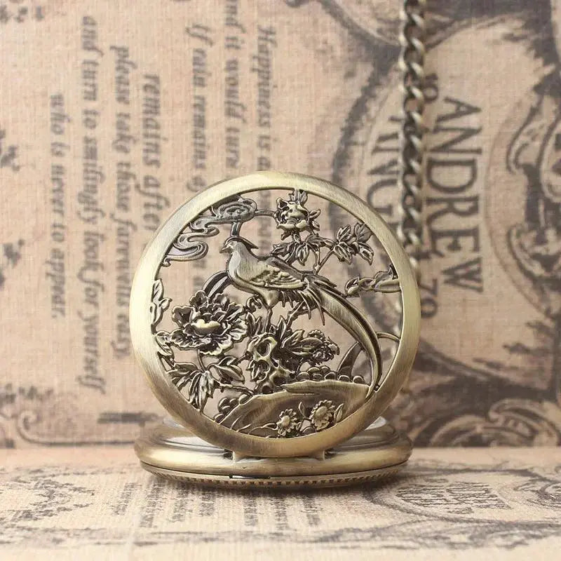 Pocket Clock Vintage Dual Time Display Elegant Roman Chain