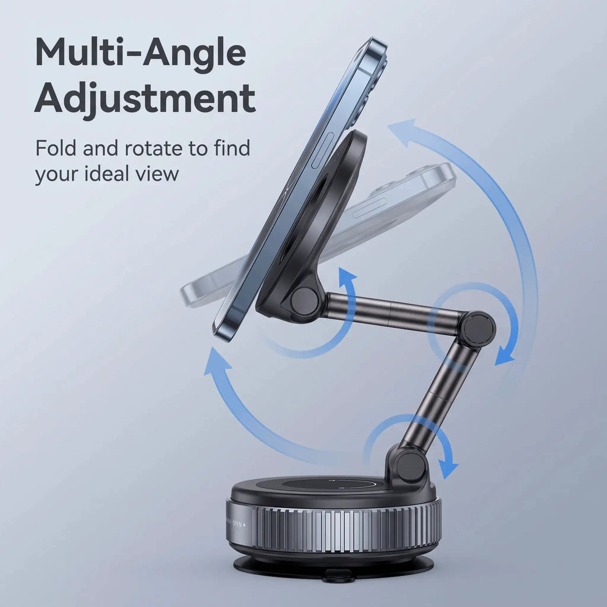 Vacuum Suction MagSafe Magnetic Phone Holder, 360° Rotatable Foldable Car Mount for Dashboard Glass Desk Multi-scene Use