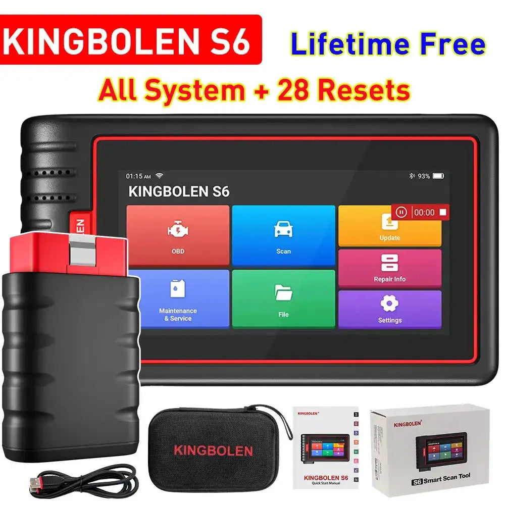 KINGBOLEN S6 CAN FD All System Bluetooth Car Diagnostic Tools Auto OBD Scanner 28 Resets Lifetime Free Update Support TPMS